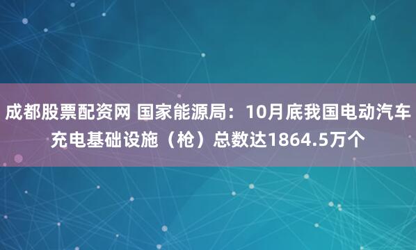 成都股票配资网 国家能源局：10月底我国电动汽车充电基础设施（枪）总数达1864.5万个