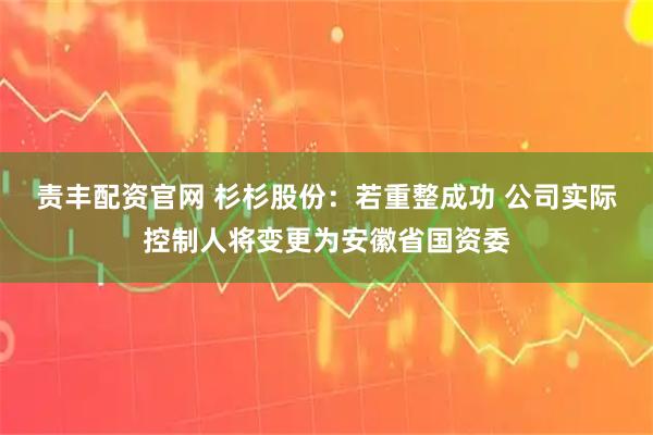 责丰配资官网 杉杉股份：若重整成功 公司实际控制人将变更为安徽省国资委